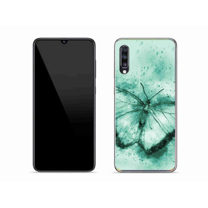 Gél tok mmCase a Samsung Galaxy A70 készülékhez - zöld pillangó
