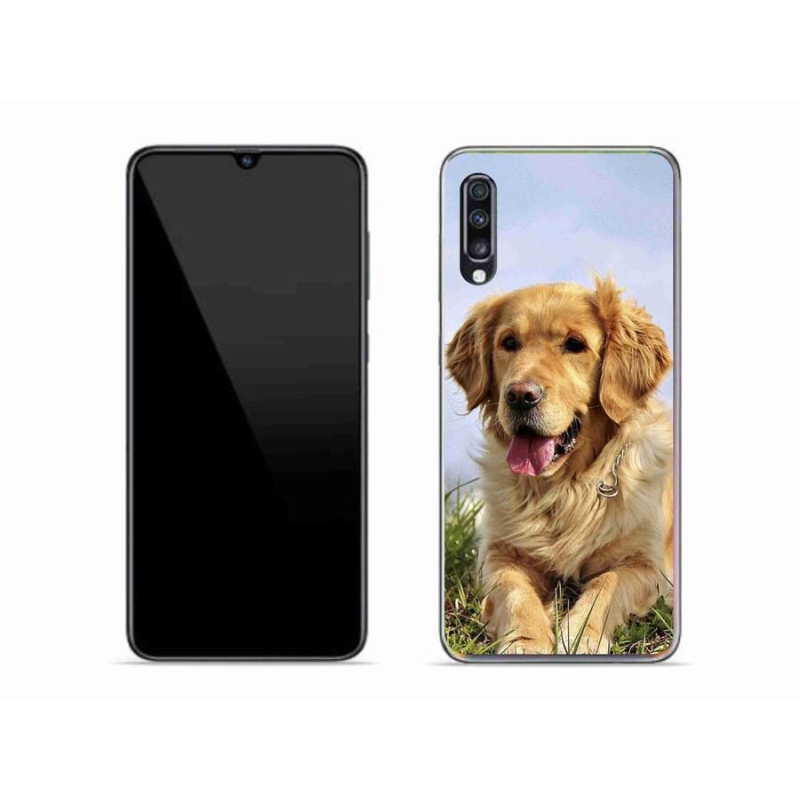 Gél tok mmCase mobiltelefonhoz Samsung Galaxy A70 - arany retriever