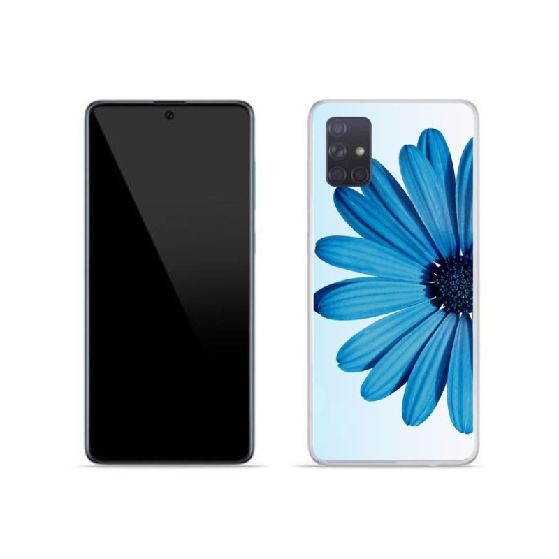 Gél tok mmCase mobiltelefonhoz Samsung Galaxy A71 - kék margaréta