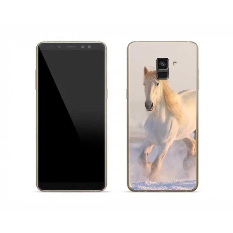 Gél tok mmCase a mobil Samsung Galaxy A8 (2018) - ló a hóban