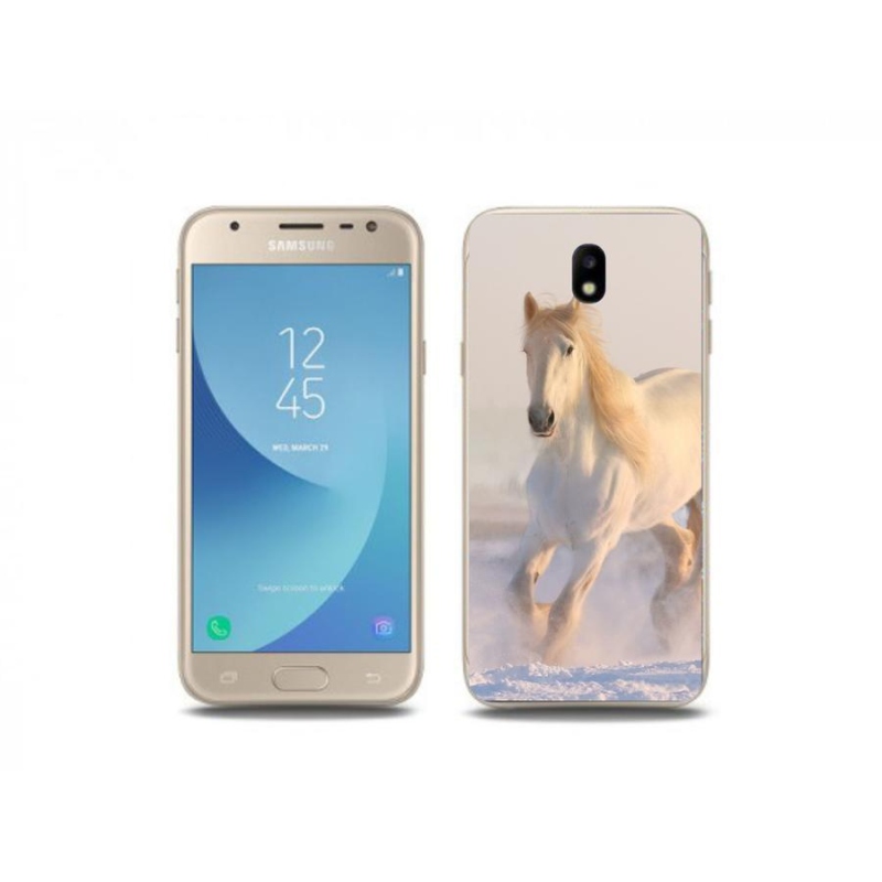 Gél tok mmCase a mobil Samsung Galaxy J3 (2017) - ló a hóban