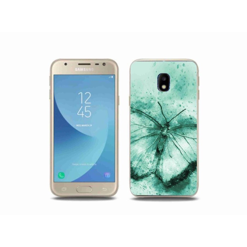 Gél tok mmCase a Samsung Galaxy J3 (2017) - zöld pillangóhoz