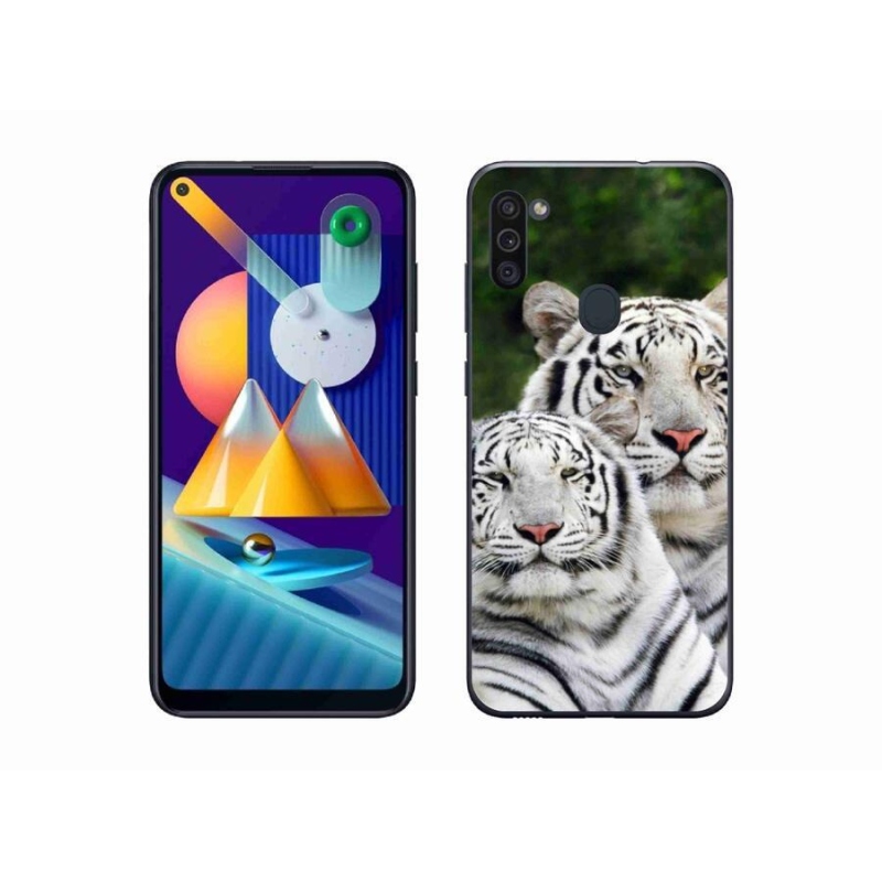 Gél tok mmCase Samsung Galaxy M11 készülékhez - fehér tigrisek