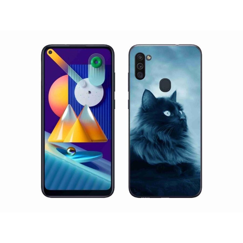 Gél tok mmCase a Samsung Galaxy M11 készülékhez - fekete macska 1