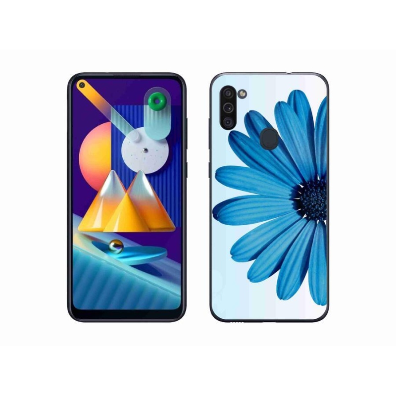 Gél tok mmCase mobiltelefonhoz Samsung Galaxy M11 - kék margaréta