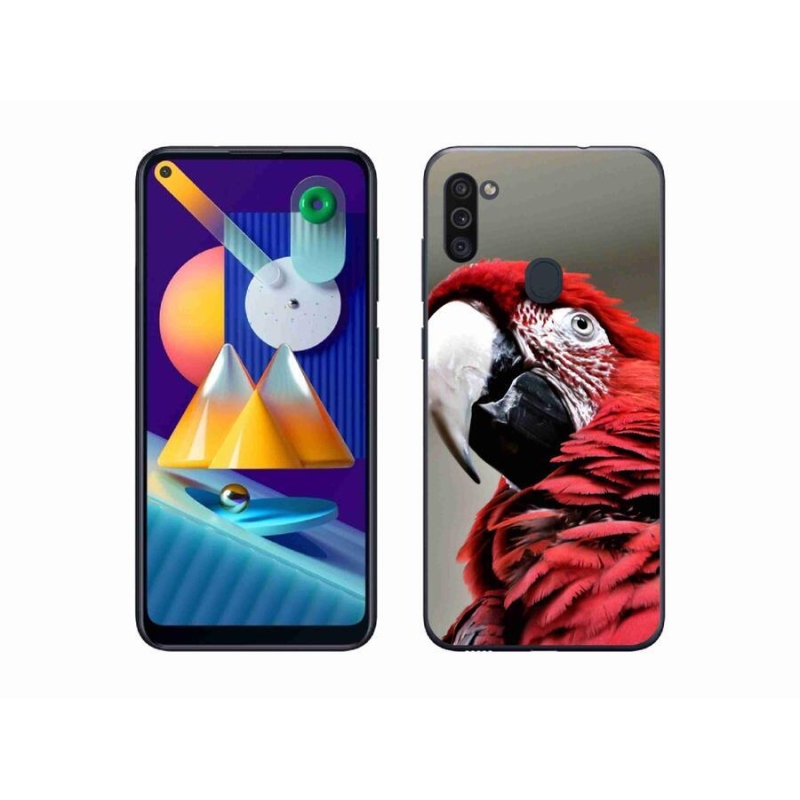 Gél tok mmCase mobiltelefonhoz Samsung Galaxy M11 - papagáj ara piros