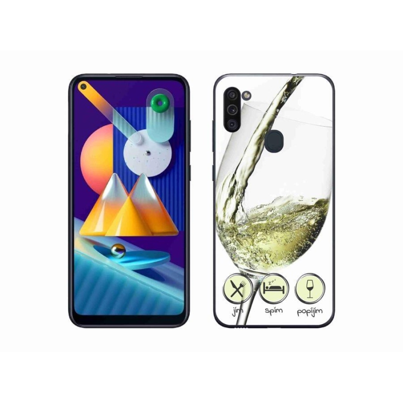 Gél tok mmCase mobiltelefonhoz Samsung Galaxy M11 - borospohár fehér