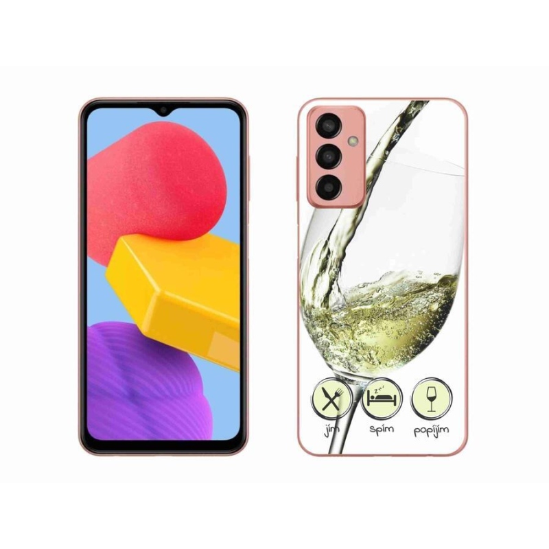 Gél tok mmCase mobiltelefonhoz Samsung Galaxy M13 - borospohár fehér