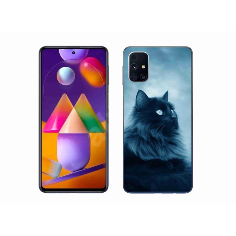 Gél tok mmCase Samsung Galaxy M31s készülékhez - fekete macska 1