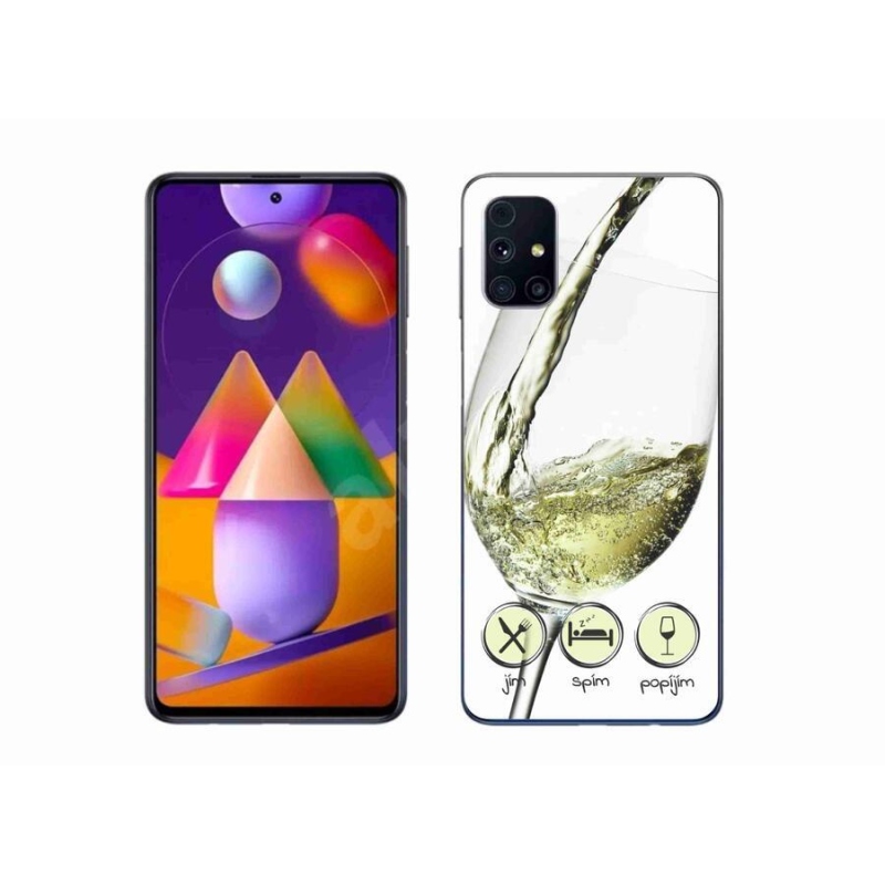 Gél tok mmCase mobiltelefonhoz Samsung Galaxy M31s - borospohár fehér