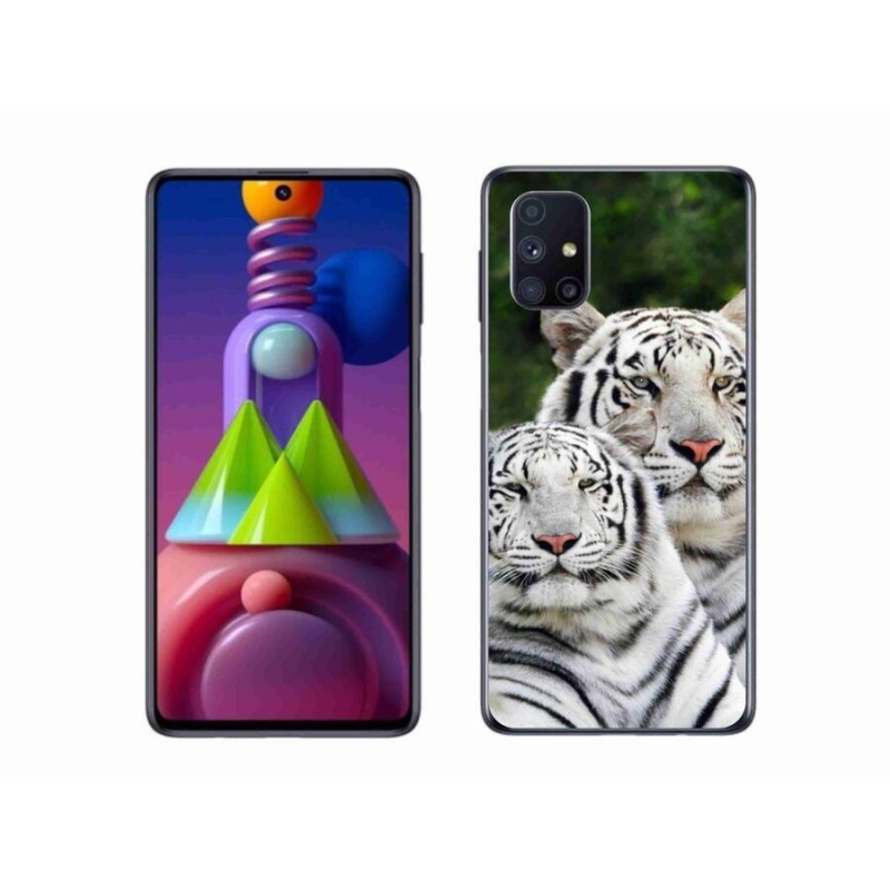 Gél tok mmCase a Samsung Galaxy M51 készülékhez - fehér tigrisek