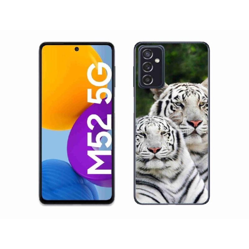 Gél tok mmCase a Samsung Galaxy M52 5G készülékhez - fehér tigrisek