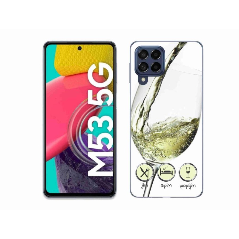 Gél tok mmCase mobiltelefonhoz Samsung Galaxy M53 5G - borospohár fehér