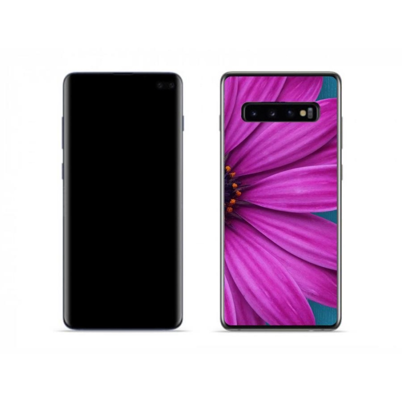 Gél tok mmCase mobiltelefonhoz Samsung Galaxy S10 - lila százszorszép