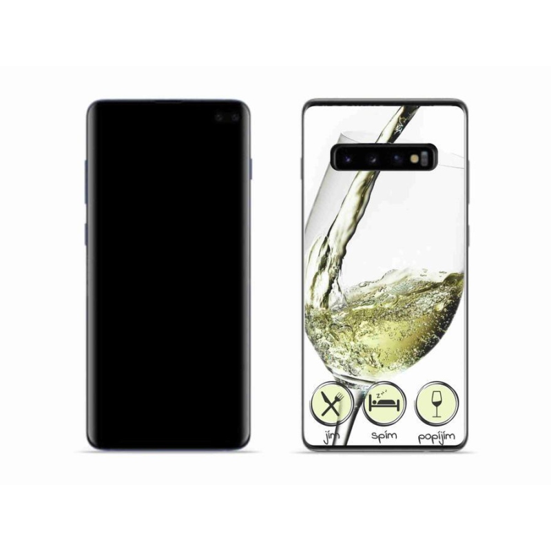 Gél tok mmCase mobiltelefonhoz Samsung Galaxy S10 - borospohár fehér