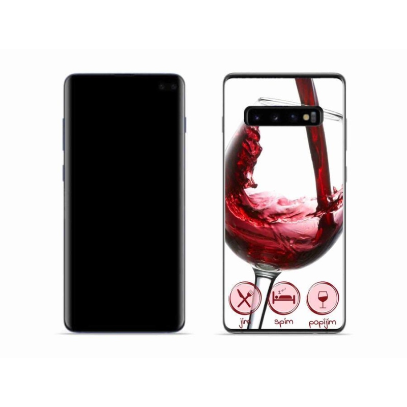 Gél tok mmCase mobiltelefonhoz Samsung Galaxy S10 - borospohár piros