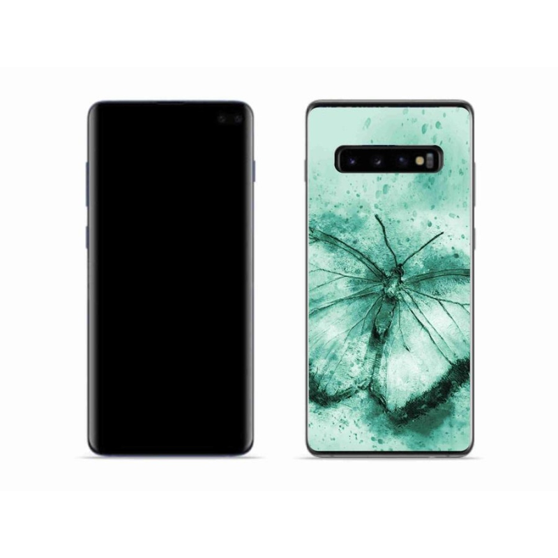 Gél tok mmCase Samsung Galaxy S10 készülékhez - zöld pillangó