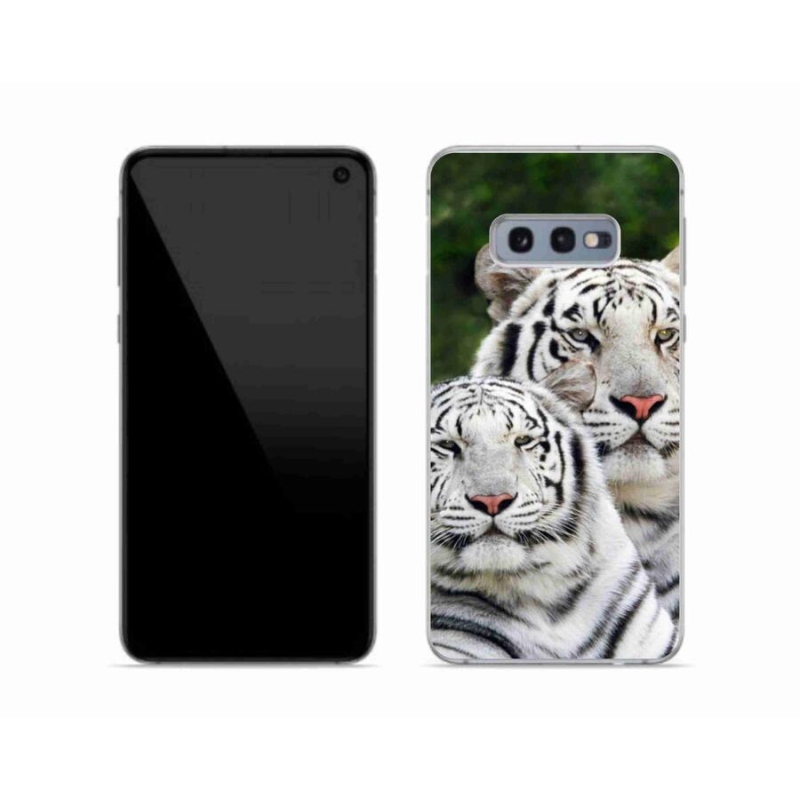 Gél tok mmCase Samsung Galaxy S10e készülékhez - fehér tigrisek