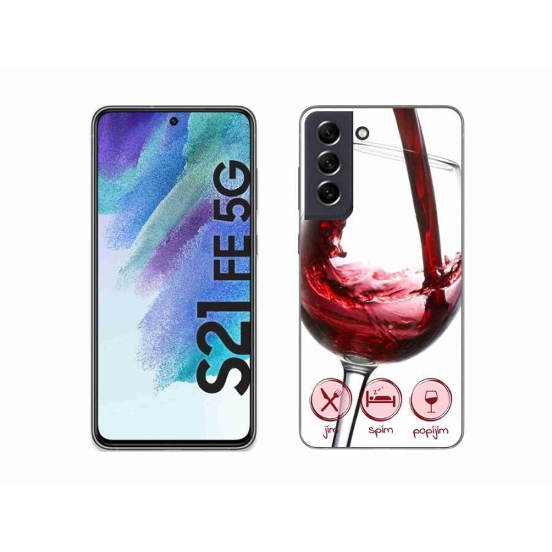 Gél tok mmCase mobiltelefonhoz Samsung Galaxy S21 FE 5G - borospohár piros