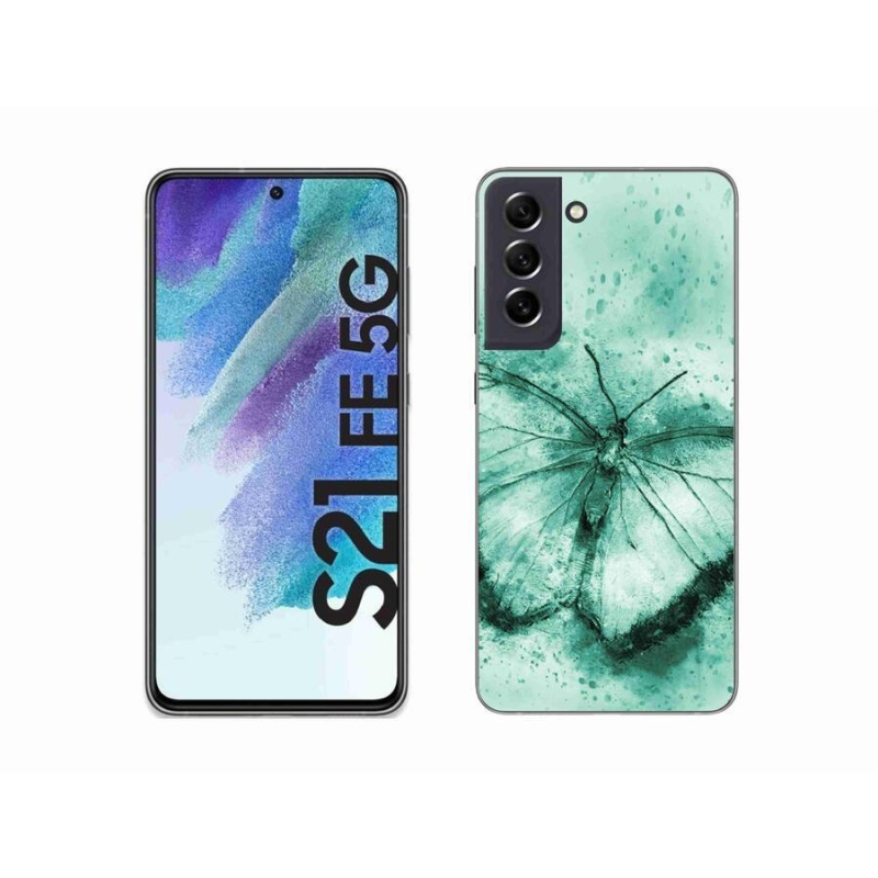 Zselés tok mmCase Samsung Galaxy S21 FE 5G - zöld pillangó