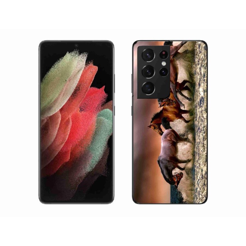 Gél tok mmCase a Samsung Galaxy S21 Ultra 5G készülékhez - lovak 1