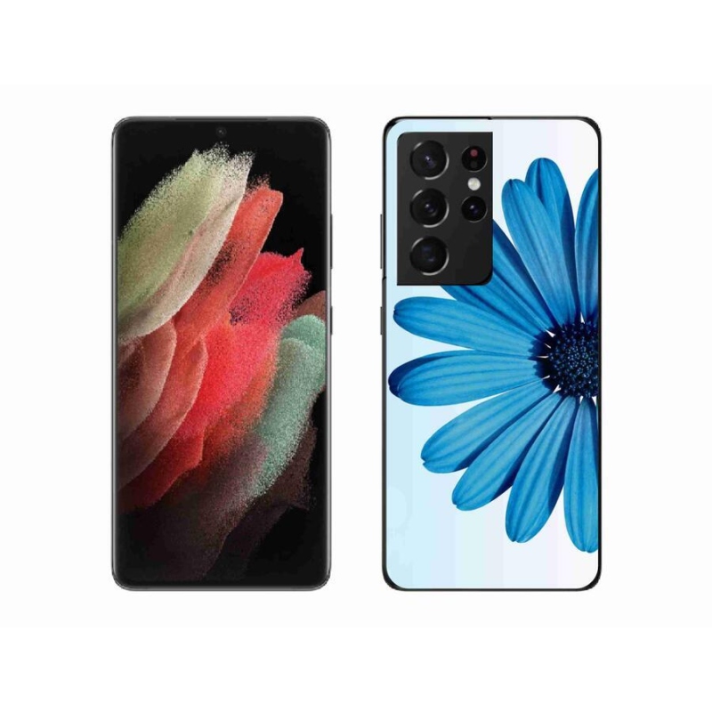 Gél tok mmCase a Samsung Galaxy S21 Ultra 5G készülékhez - kék színű margaréta