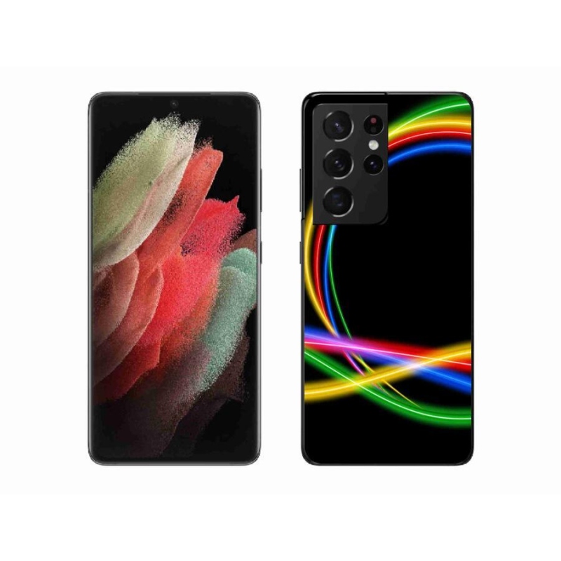 Gél tok mmCase a Samsung Galaxy S21 Ultra 5G készülékhez - neon karikák