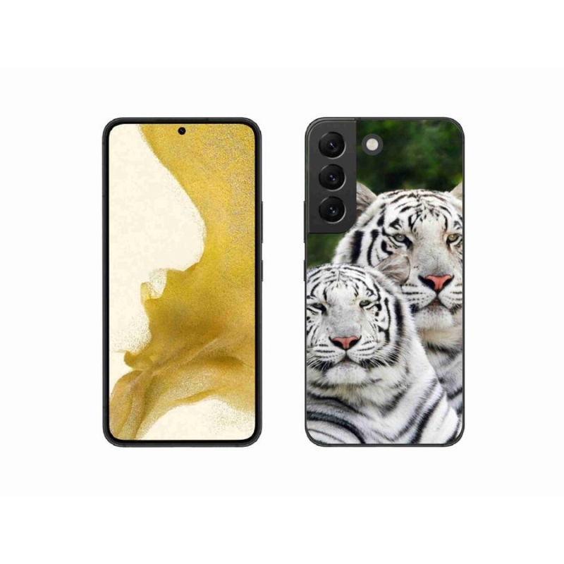 Gél tok mmCase a Samsung Galaxy S22 5G készülékhez - fehér tigrisek