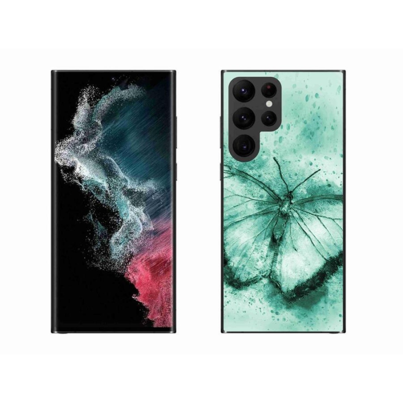 Gél tok mmCase a Samsung Galaxy S22 Ultra 5G készülékhez - zöld pillangó