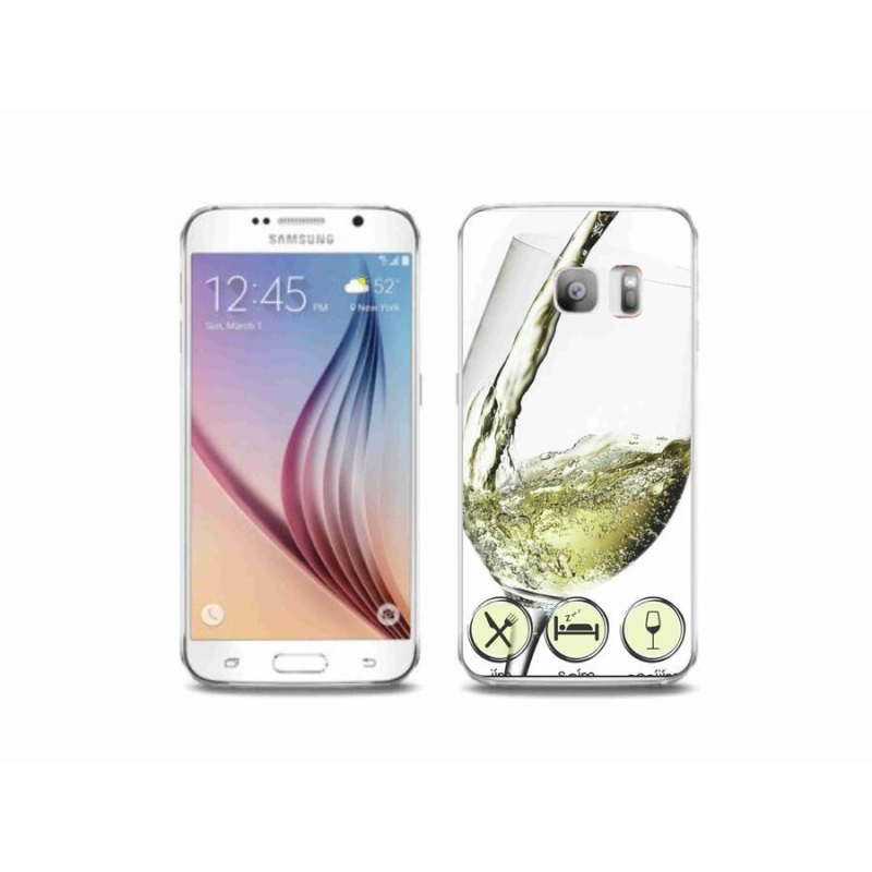 Gél tok mmCase mobiltelefonhoz Samsung Galaxy S6 Edge - borospohár fehér