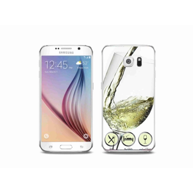 Gél tok mmCase mobiltelefonhoz Samsung Galaxy S6 - borospohár fehér