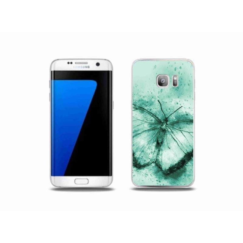 Gél tok mmCase Samsung Galaxy S7 Edge készülékhez - zöld pillangó