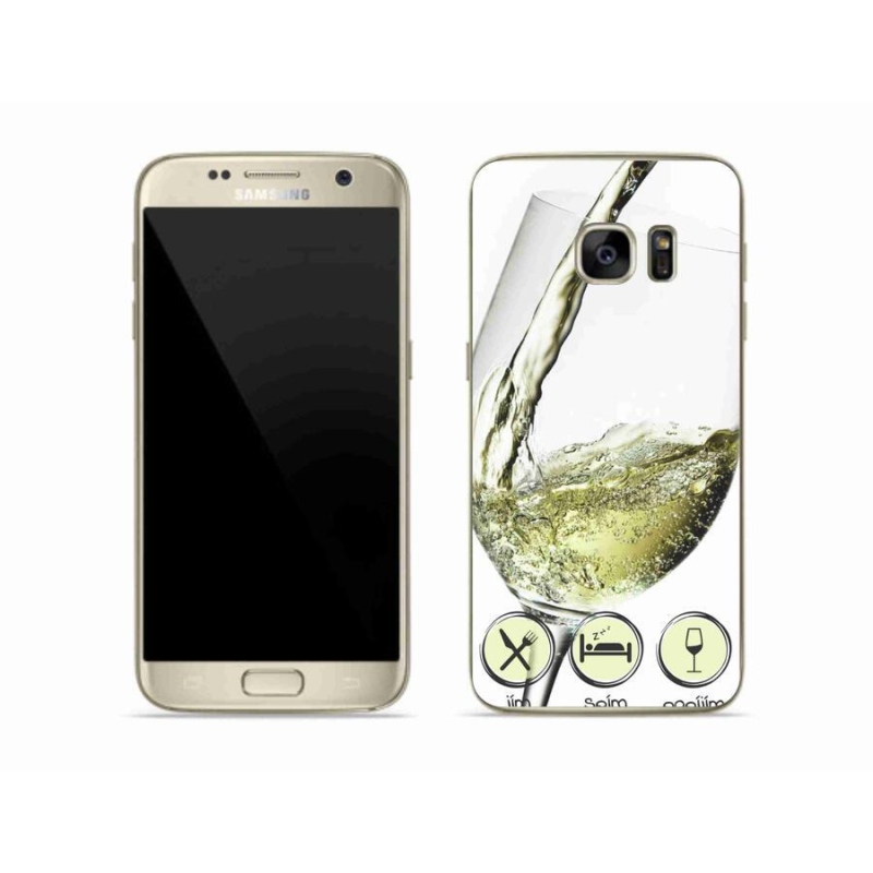 Gél tok mmCase mobiltelefonhoz Samsung Galaxy S7 - borospohár fehér
