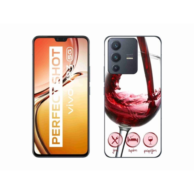 Gél tok mmCase mobiltelefonhoz Vivo V23 5G - borospohár piros