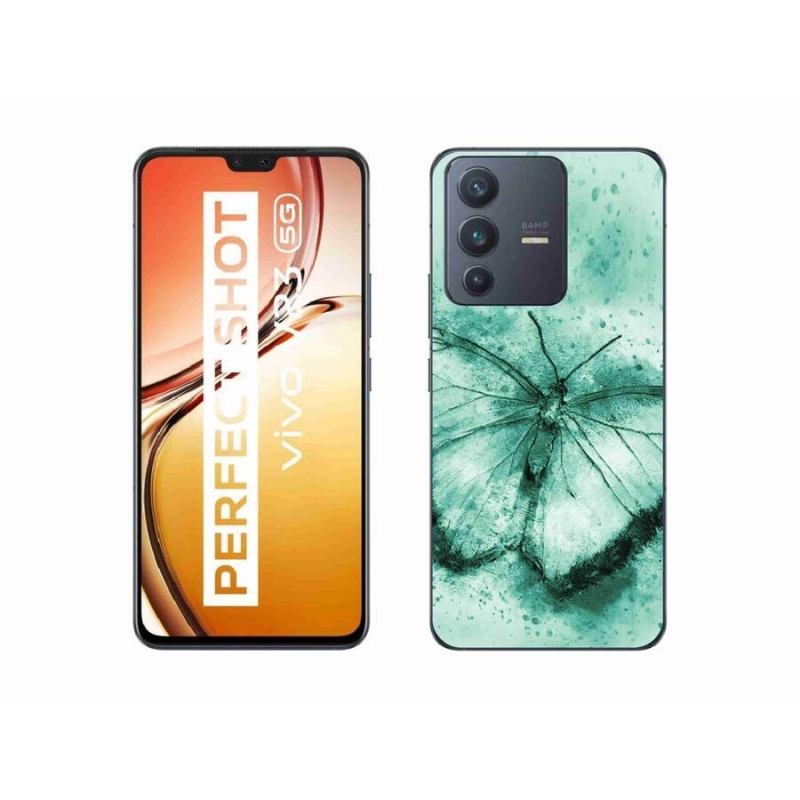 Gél tok mmCase a Vivo V23 5G-hez - zöld pillangó
