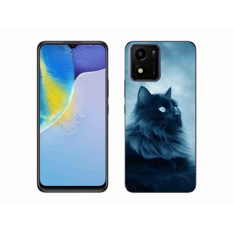 Gél tok mmCase mobiltelefonhoz Vivo Y01 - fekete macska 1