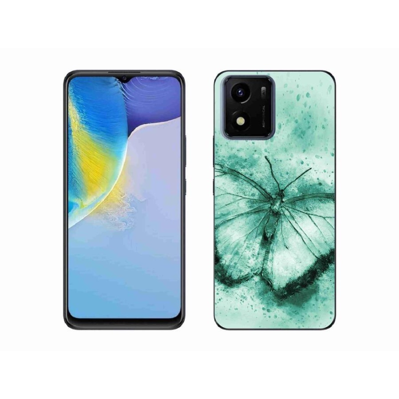 Gél tok mmCase mobiltelefonhoz Vivo Y01 - zöld pillangó