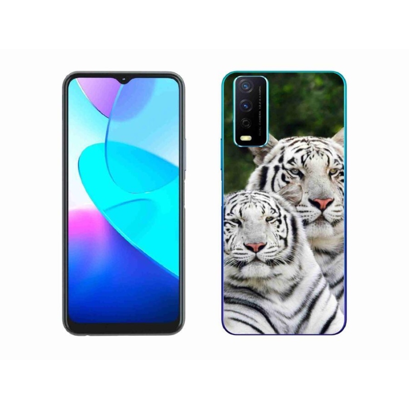Gél tok mmCase a Vivo Y11s/Y20s készülékhez - fehér tigrisek
