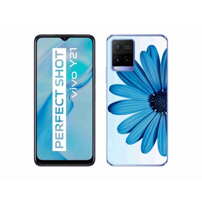 Gél tok mmCase mobiltelefonhoz Vivo Y21/Y21s/Y33s - kék margaréta
