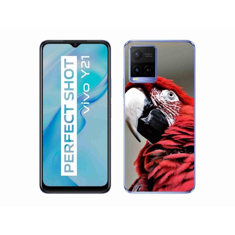 Gél tok mmCase a Vivo Y21/Y21s/Y33s készülékhez - papagáj ara piros