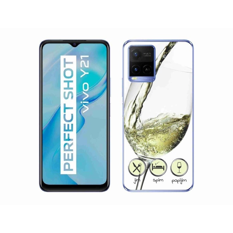 Gél tok mmCase a Vivo Y21/Y21s/Y33s készülékhez - borospohár fehér