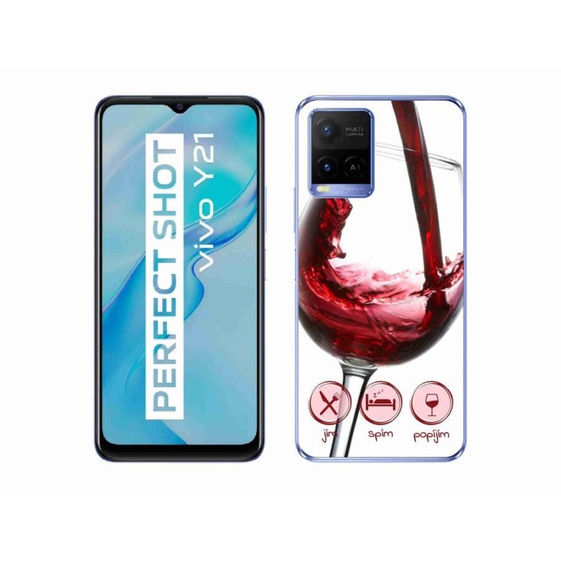 Gél tok mmCase mobiltelefonhoz Vivo Y21/Y21s/Y33s - borospohár piros