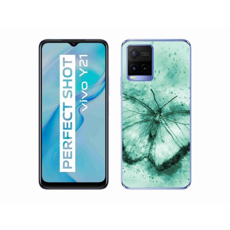 Gél tok mmCase a Vivo Y21/Y21s/Y33s modellhez - zöld pillangó
