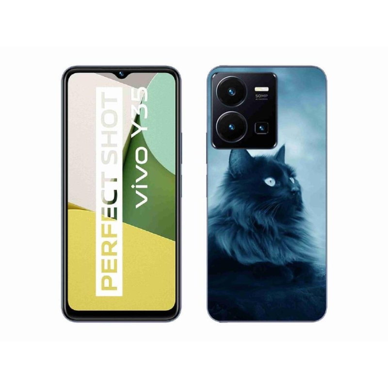 Gél tok mmCase mobiltelefonhoz Vivo Y35 - fekete macska 1