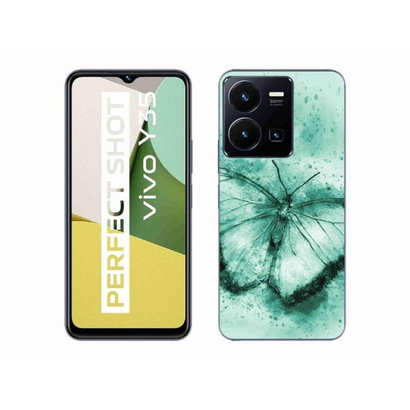 Gél tok mmCase mobil Vivo Y35 - zöld pillangó