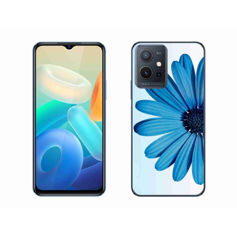 Gél tok mmCase a Vivo Y55 5G készülékhez - kék színű margaréta