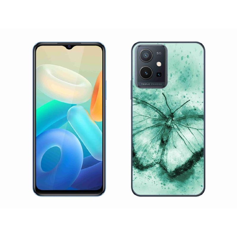 Gél tok mmCase a Vivo Y55 5G-hez - zöld pillangó