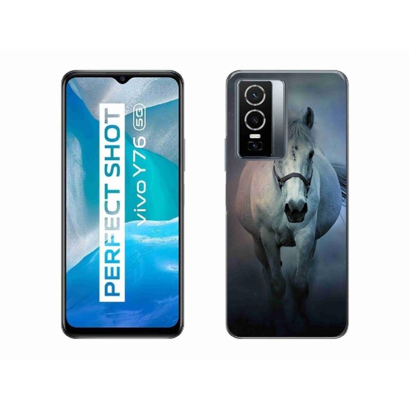 Gél tok mmCase a Vivo Y76 5G számára - futó fehér ló