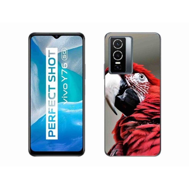 Gél tok mmCase mobiltelefonhoz Vivo Y76 5G - papagáj ara piros