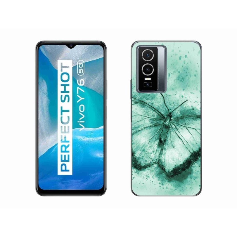 Gél tok mmCase a Vivo Y76 5G készülékhez - zöld pillangó